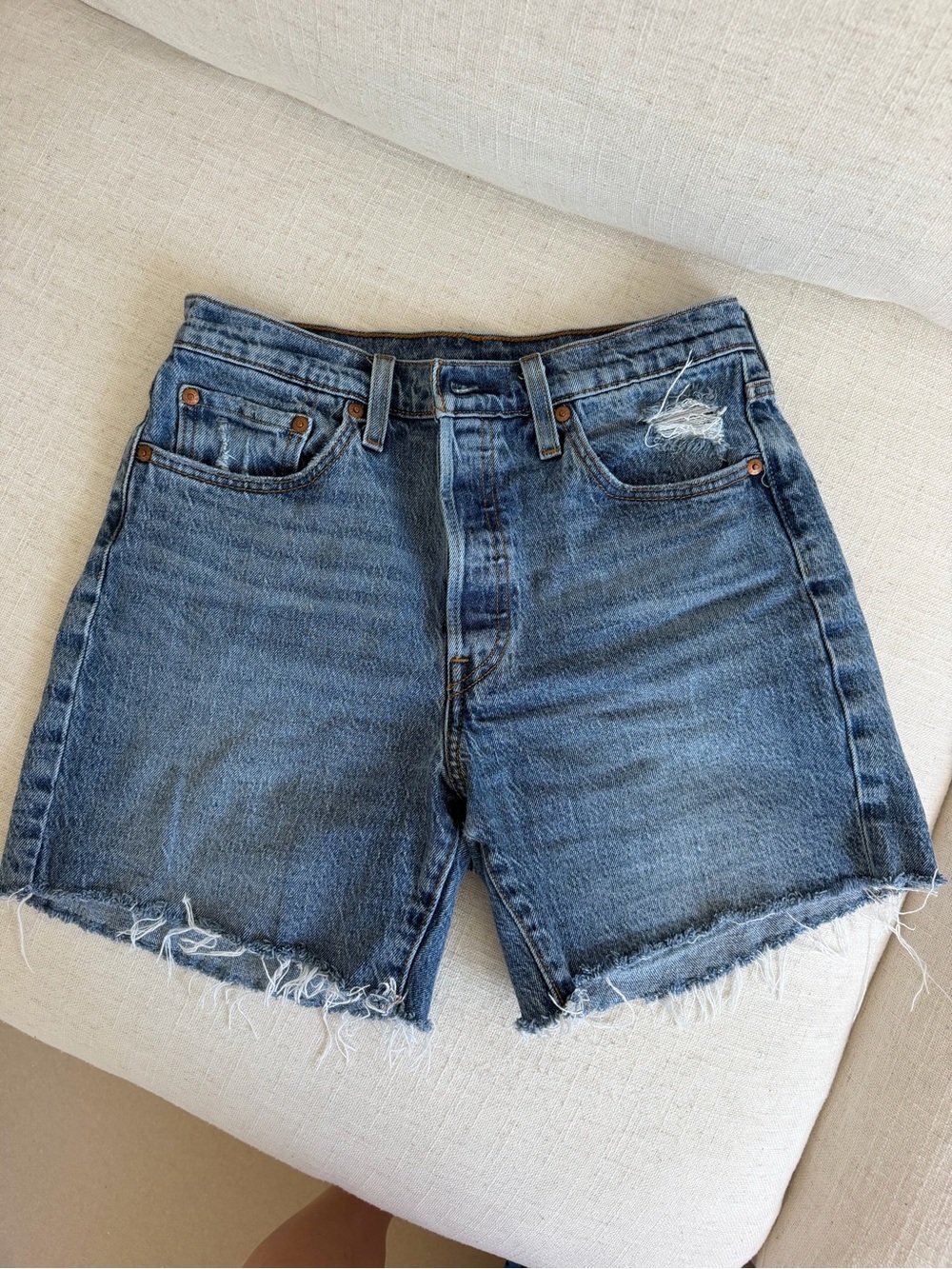 Levi's Medium Wash High-Rise Cutoff Denim Shorts